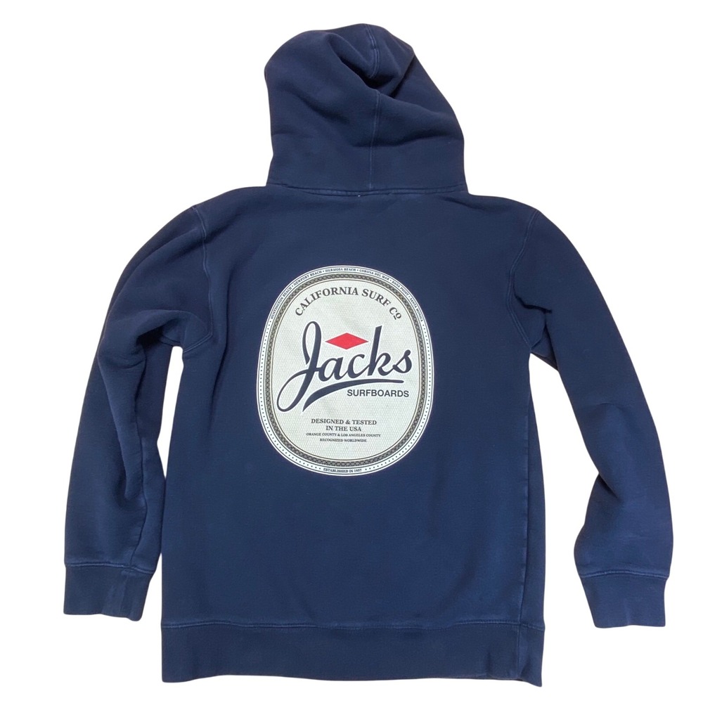 Jacks Surfboards Navy Blue Hoodie Mens Small